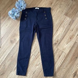 Loft navy 10/30 pants in soft brushed material. Cute buttons and a slim leg